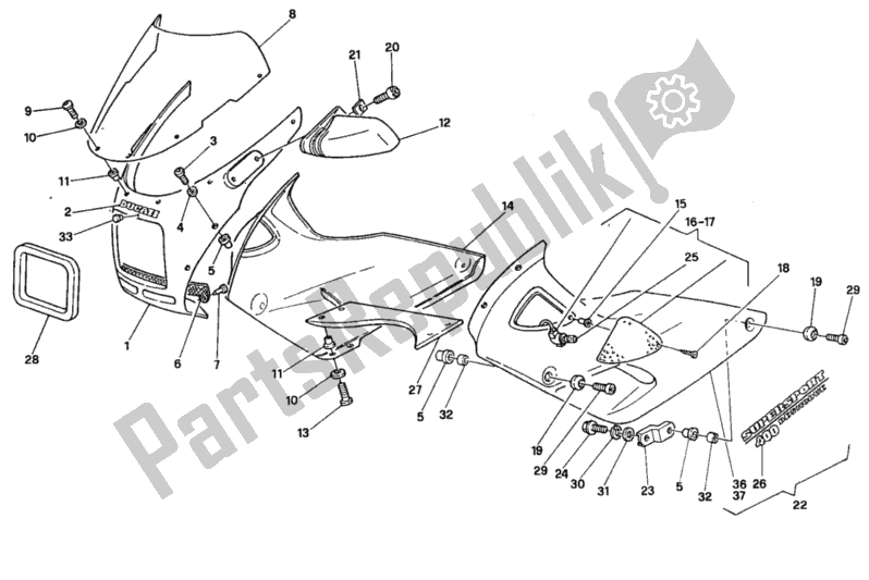 Toutes les pièces pour le Demi Carénage du Ducati Supersport 400 SS 1993